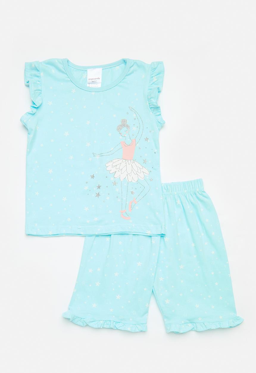 Pop Candy - Frilled sleeve pj set - blue