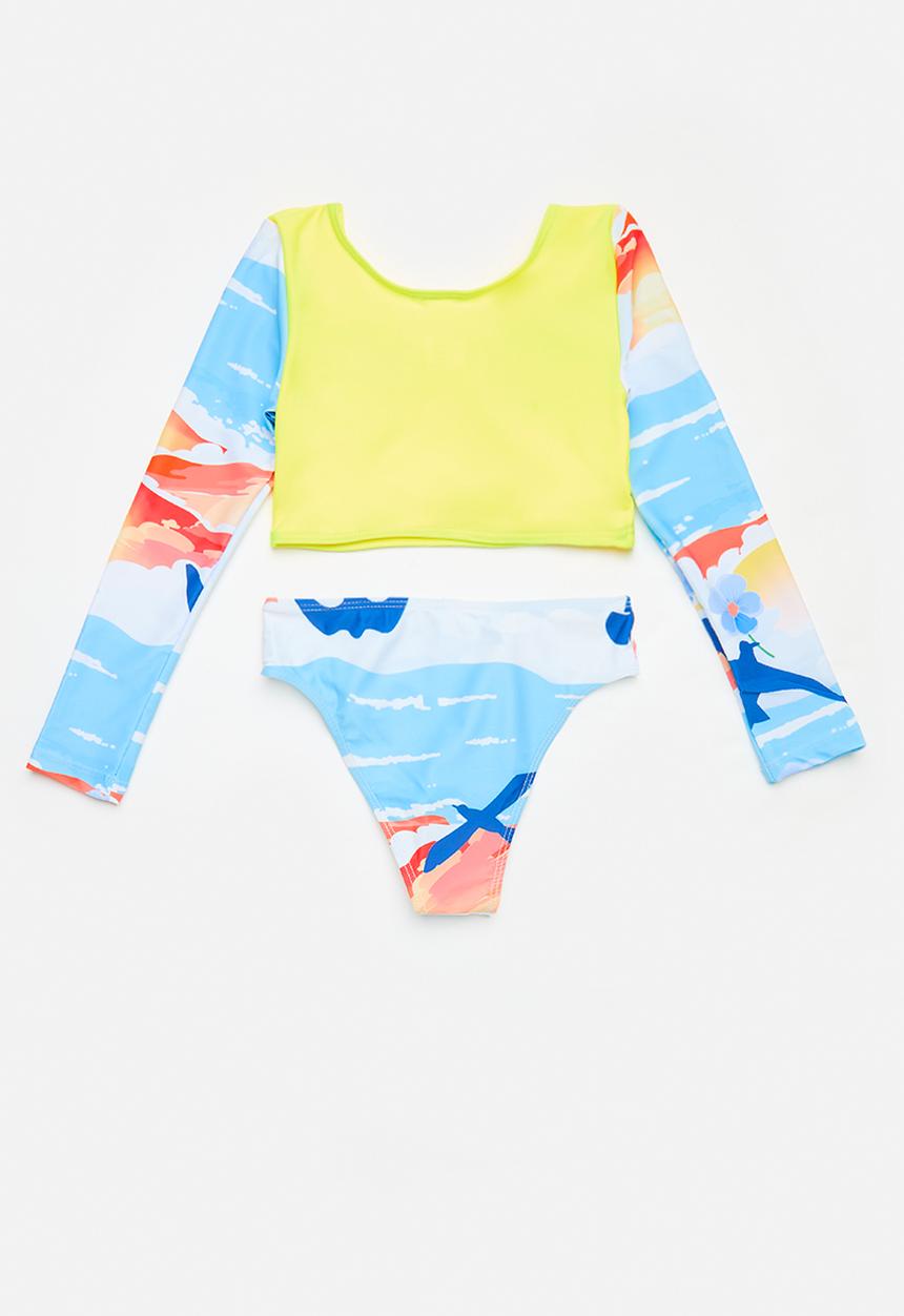 Pop Candy - 2 Piece long sleeve swim set - yellow