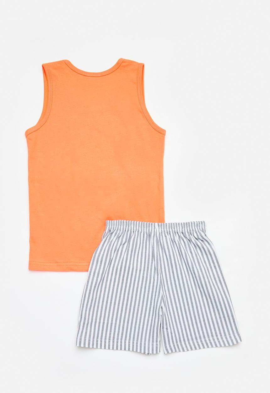 Pop Candy - Printed sleeveless pj set - orange & grey