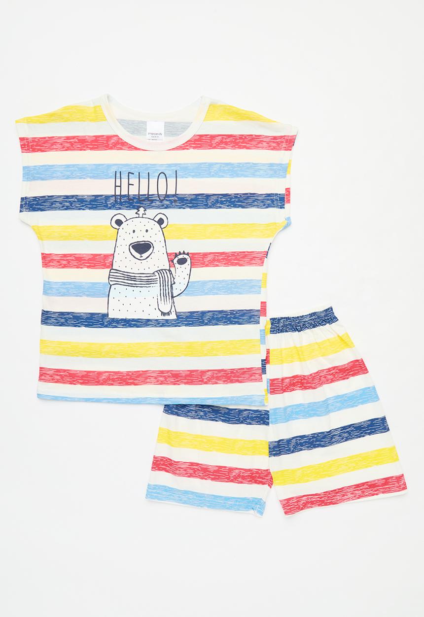 Pop Candy - Striped tee & short set - multi