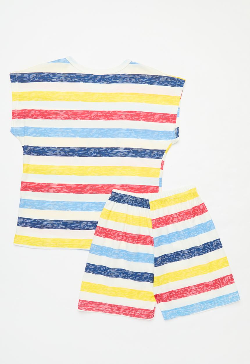 Pop Candy - Striped tee & short set - multi