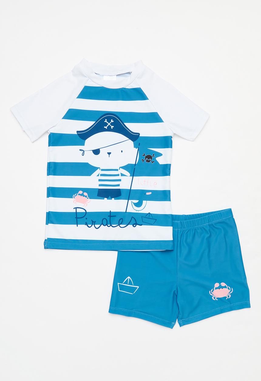 Pop Candy - 2 Piece striped swimsuit - blue & white