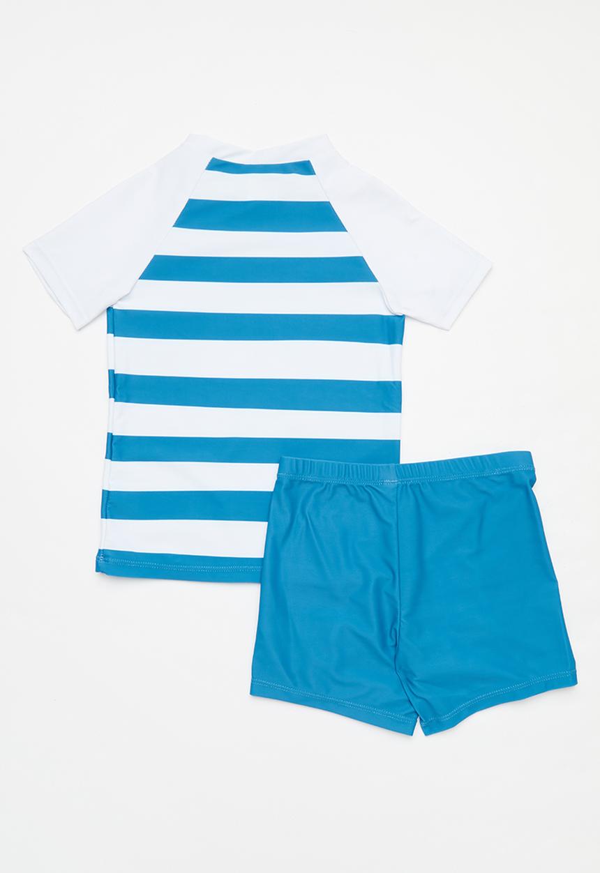 Pop Candy - 2 Piece striped swimsuit - blue & white