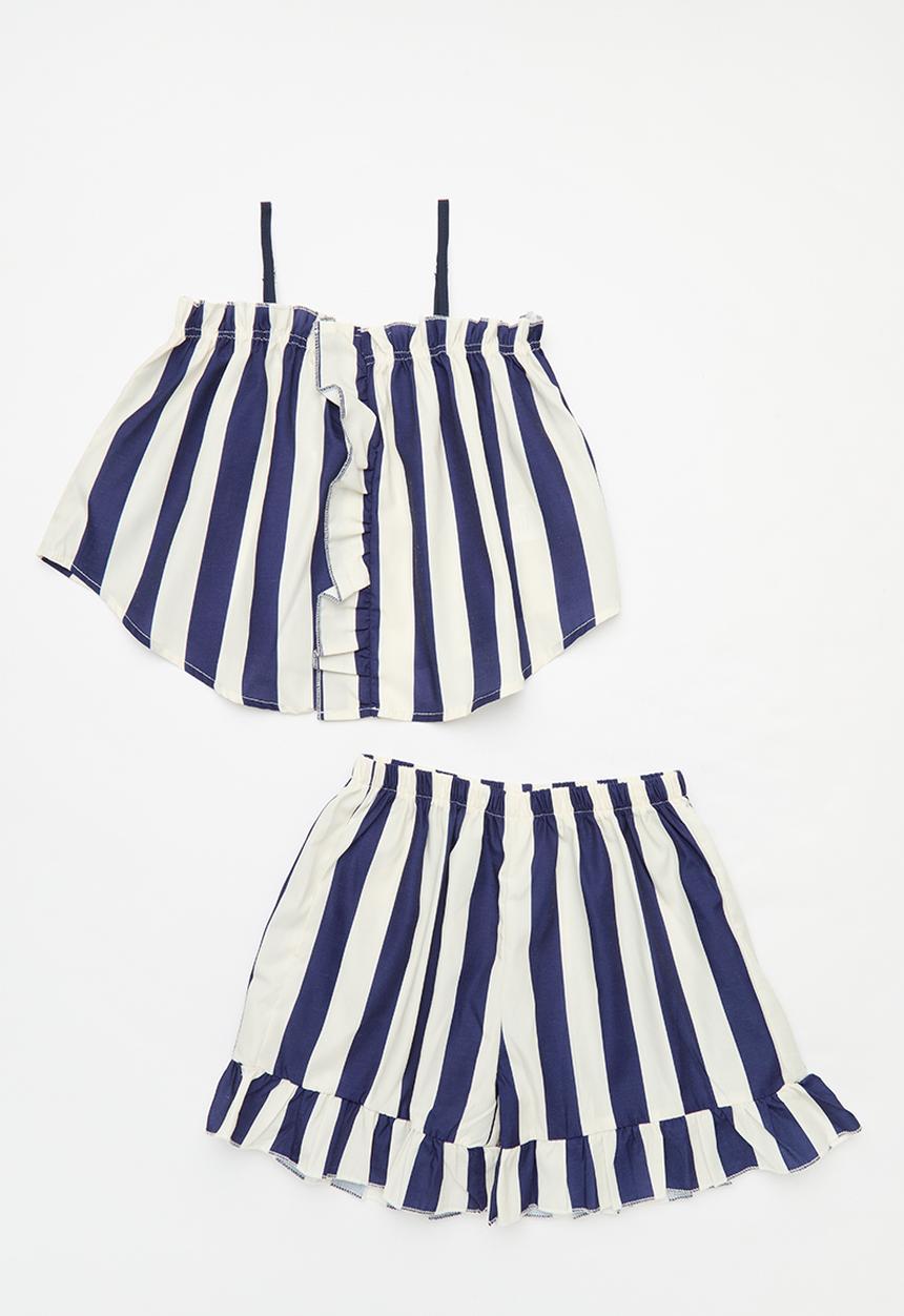 Pop Candy - Girls top & short set - blue & white