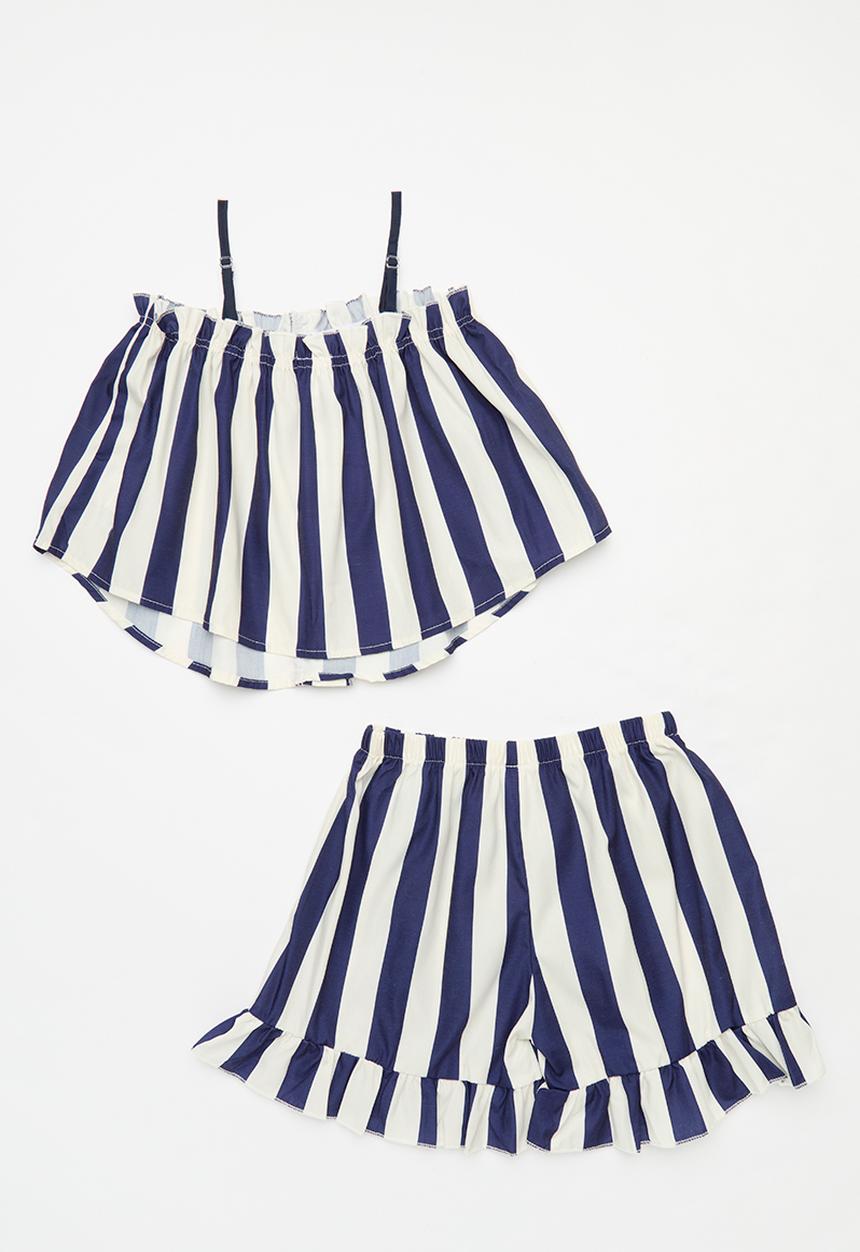Pop Candy - Girls top & short set - blue & white