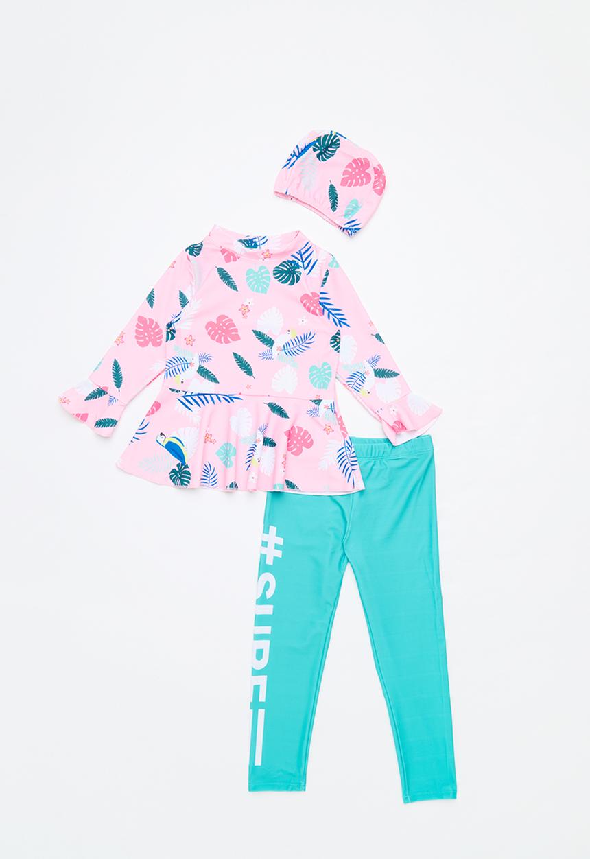 Pop Candy - Girls 3pc swimset - pink & green 
