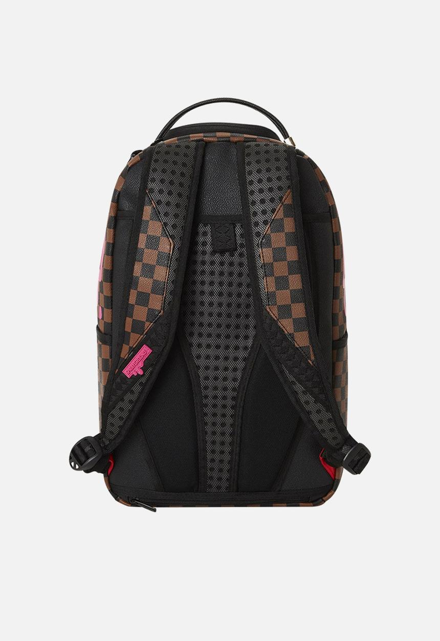 Sprayground - Pink drip brown check backpack - pink & brown 