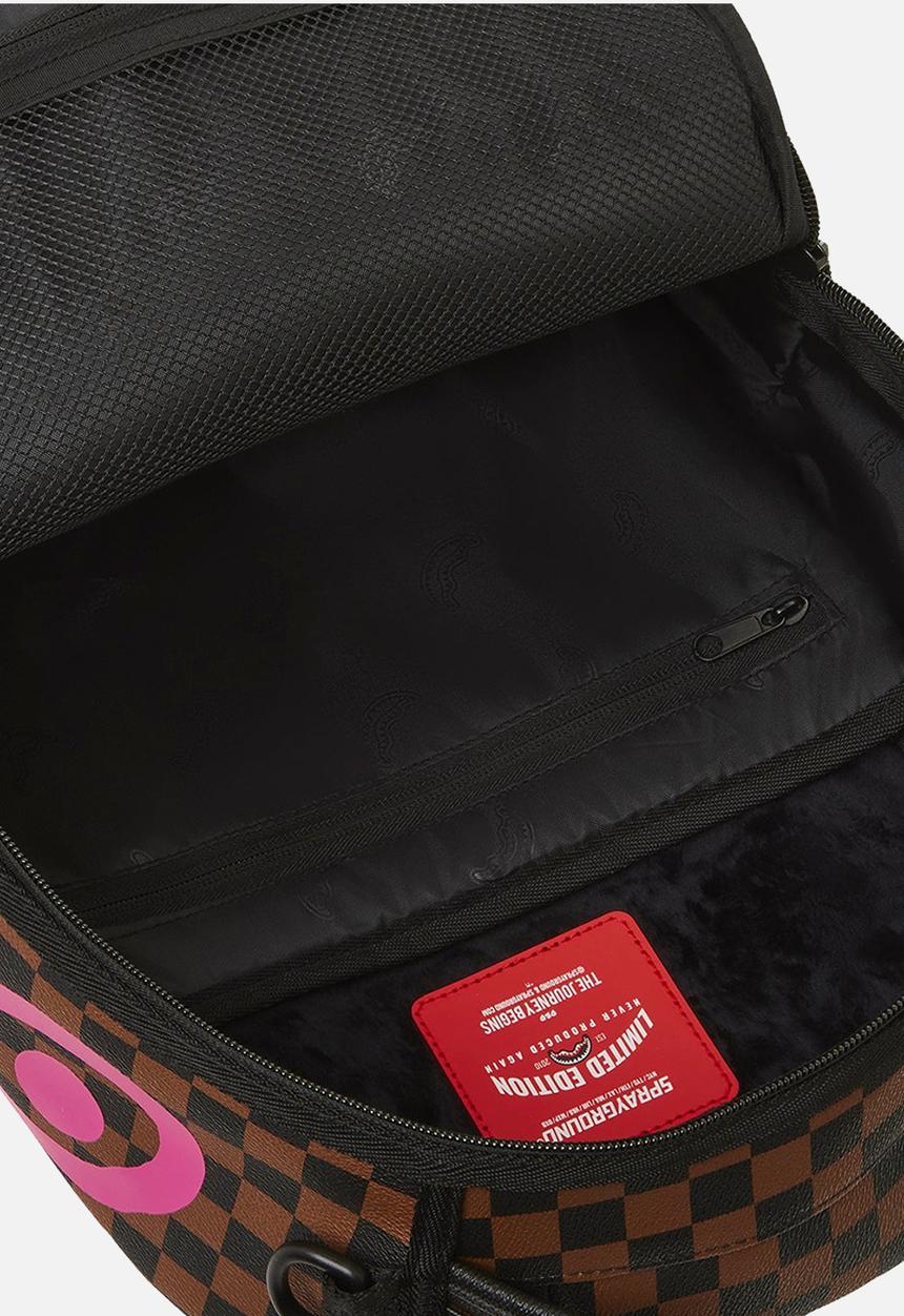 Sprayground - Pink drip brown check backpack - pink & brown 