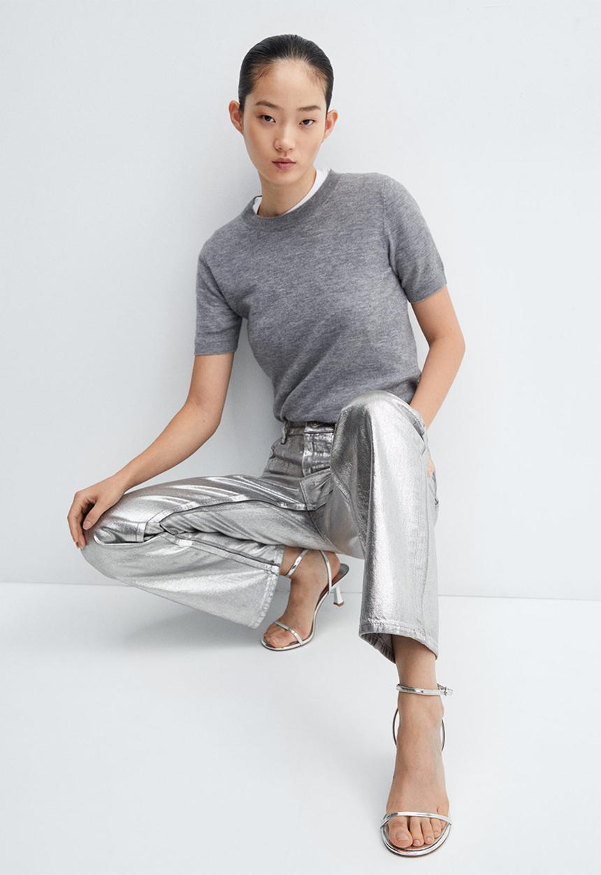 MANGO - Jeans Shimmer - Silver