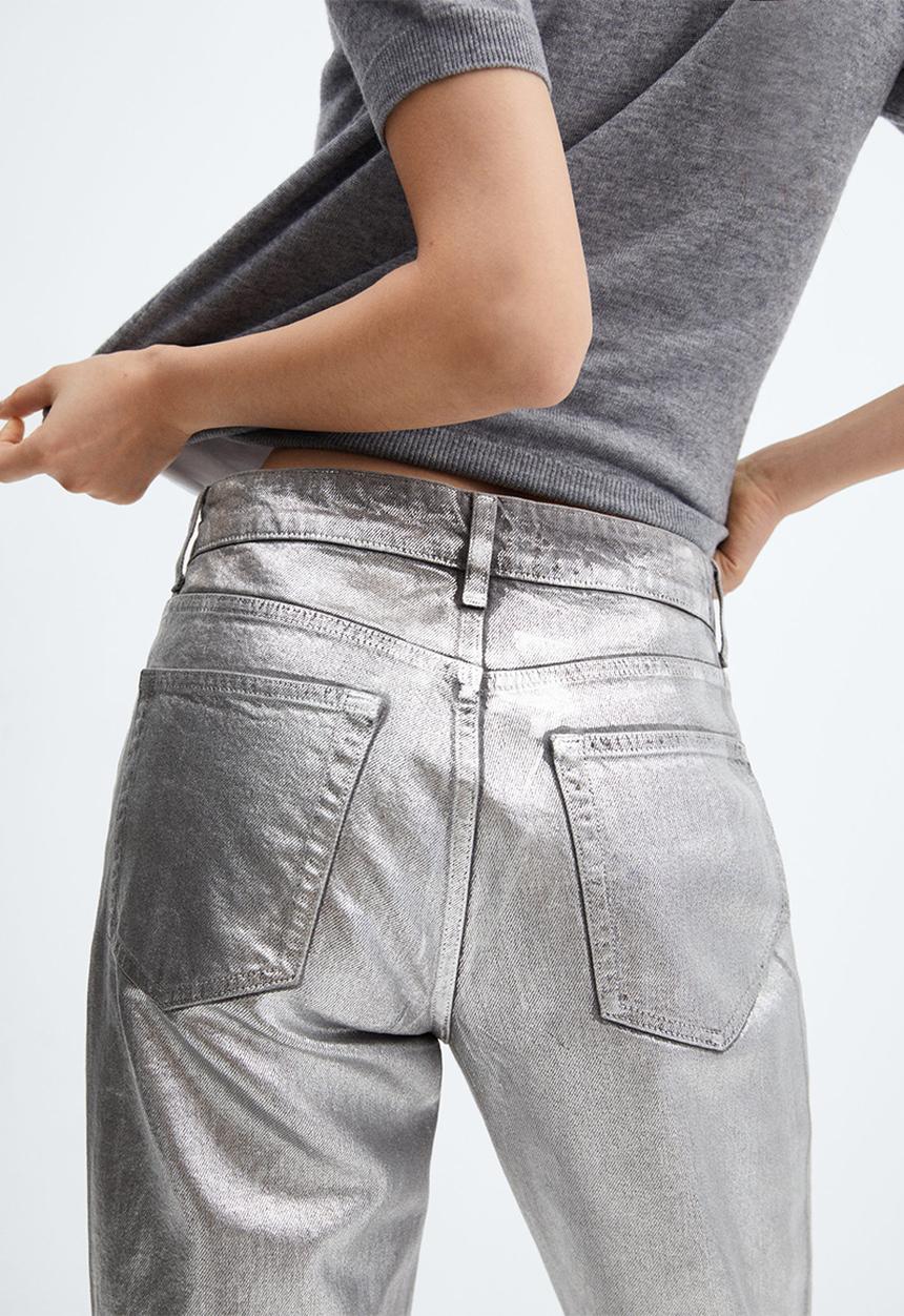 MANGO - Jeans Shimmer - Silver