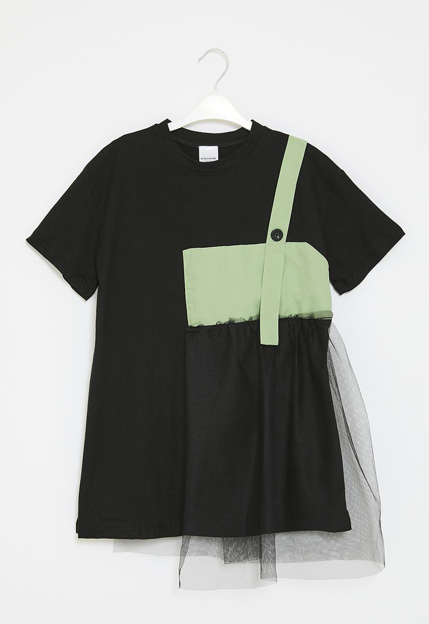 Pop Candy - Mesh detail t-shirt dress - black