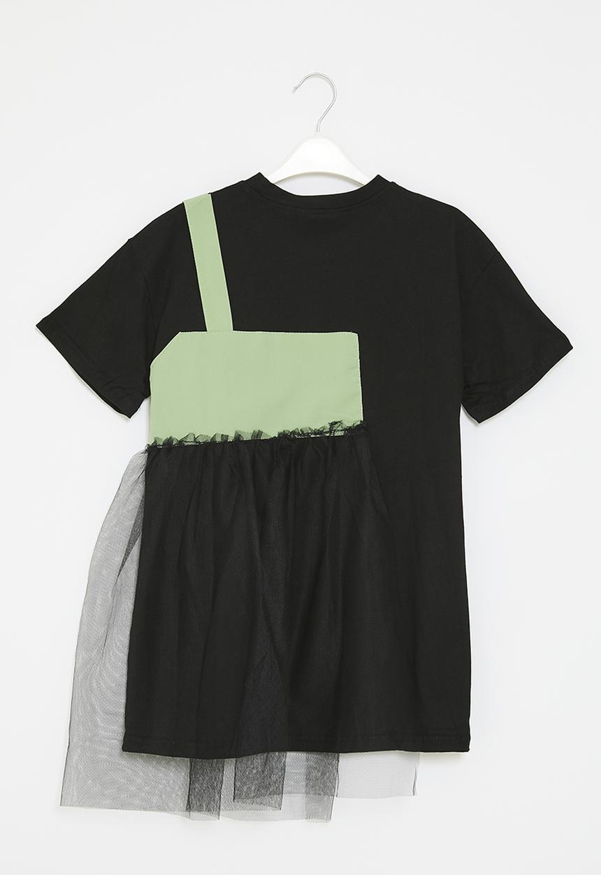 Pop Candy - Mesh detail t-shirt dress - black