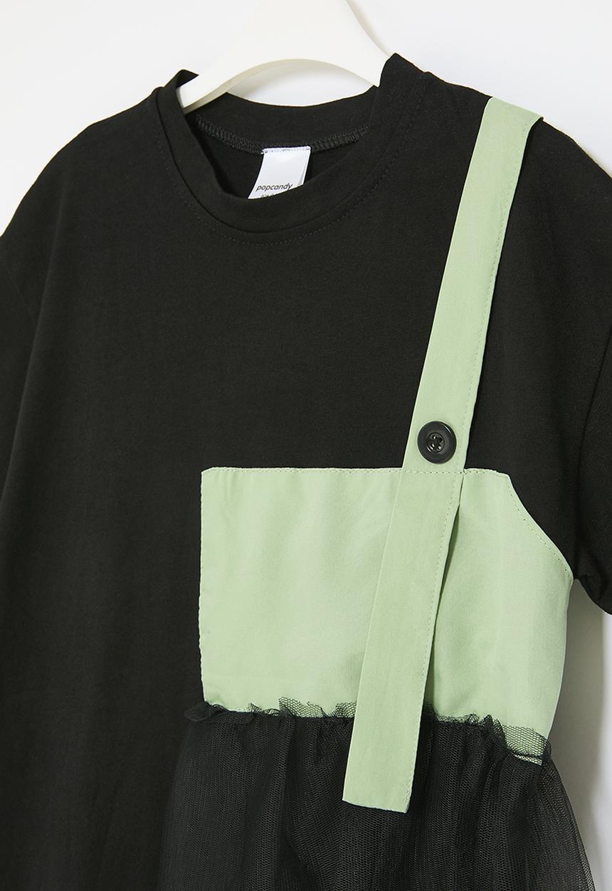 Pop Candy - Mesh detail t-shirt dress - black