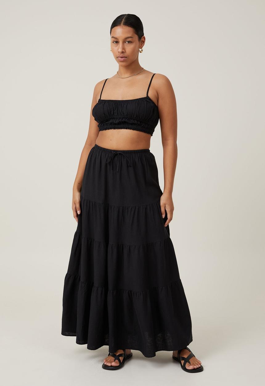 Cotton On - Haven Tiered Maxi Skirt - Black