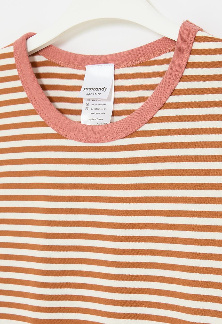 Pop Candy - Stripe tee - orange & white