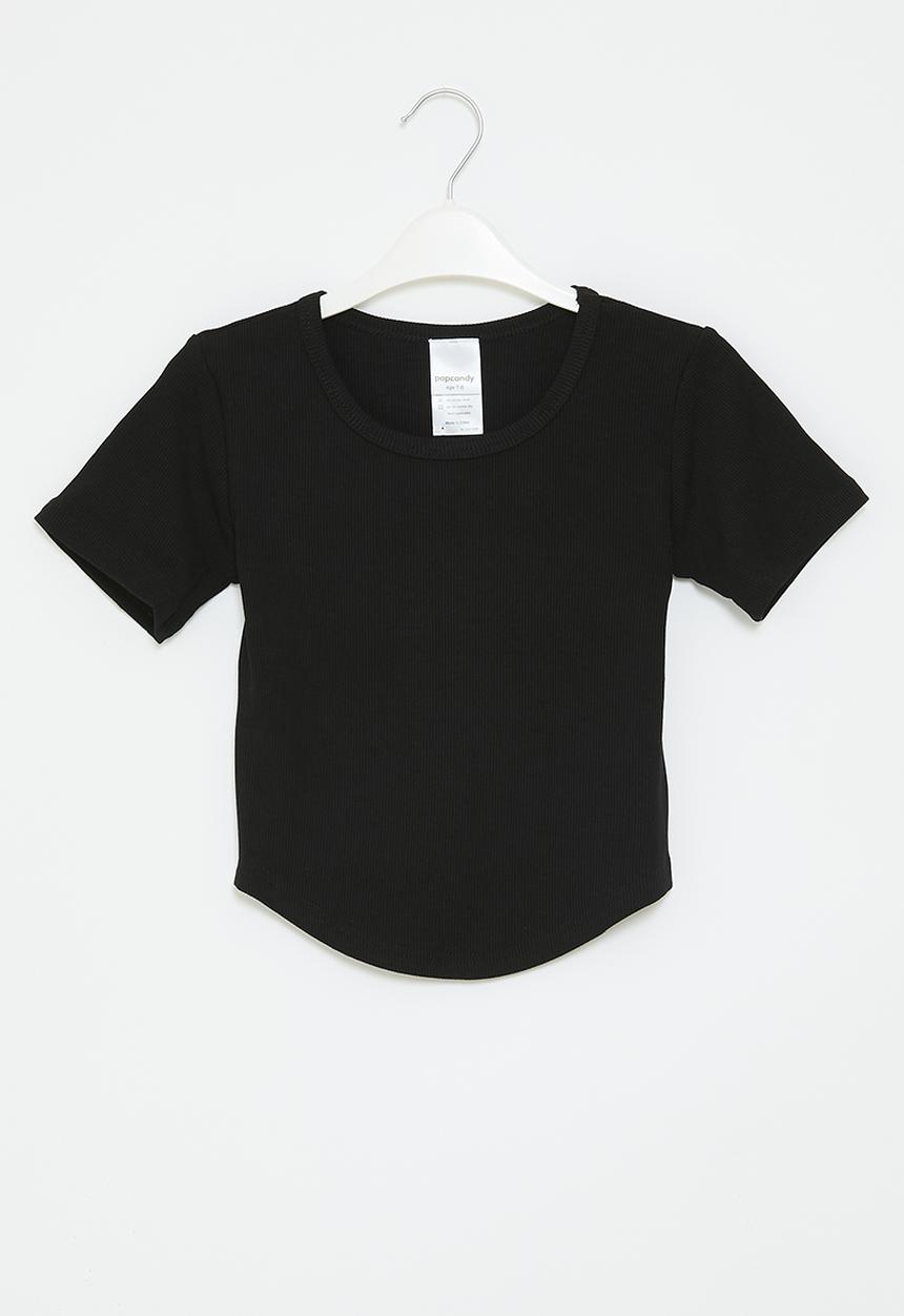 Pop Candy - Curved hem tee - black