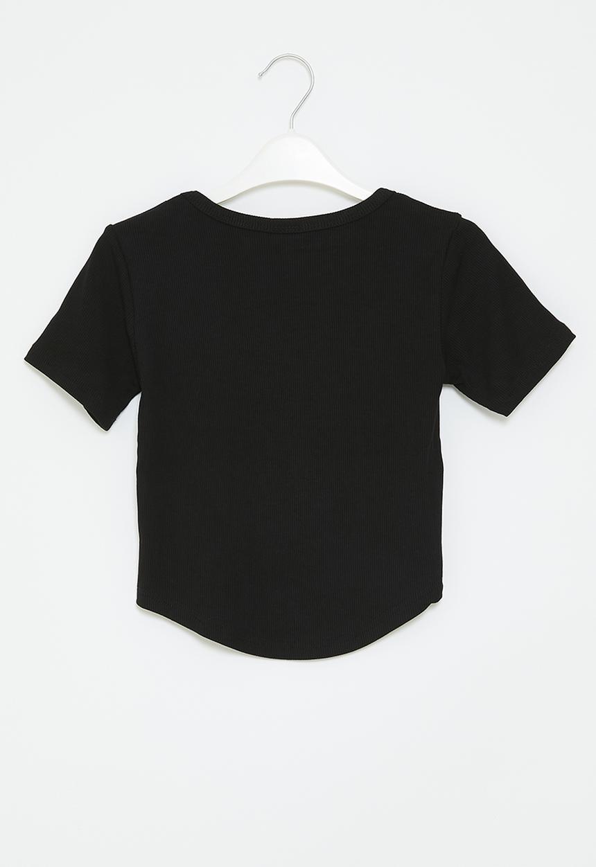 Pop Candy - Curved hem tee - black