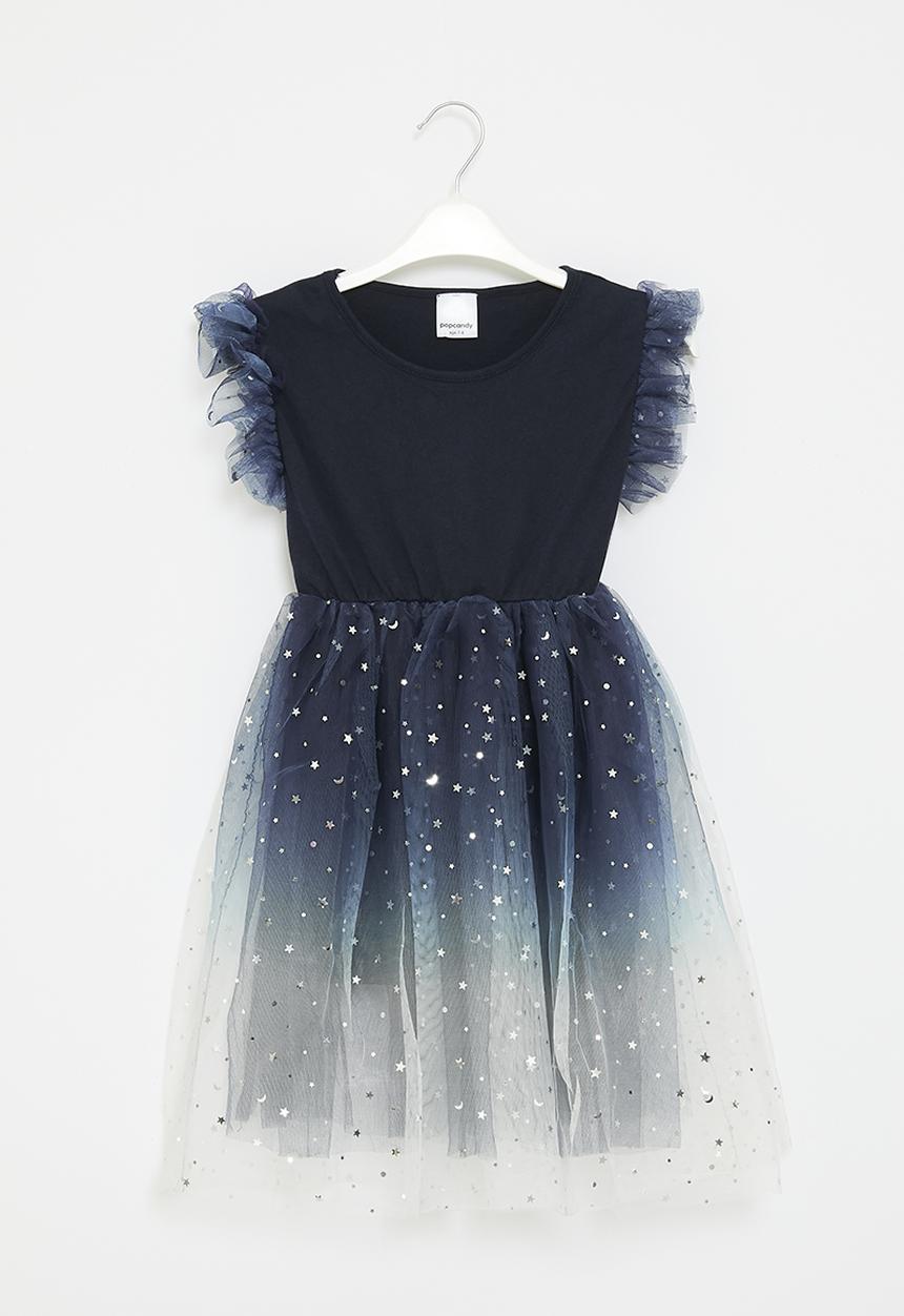 Pop Candy - Puff sleeve occasion dress - navy