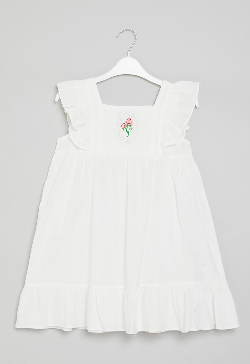Pop Candy - Frill sleeve dress - white