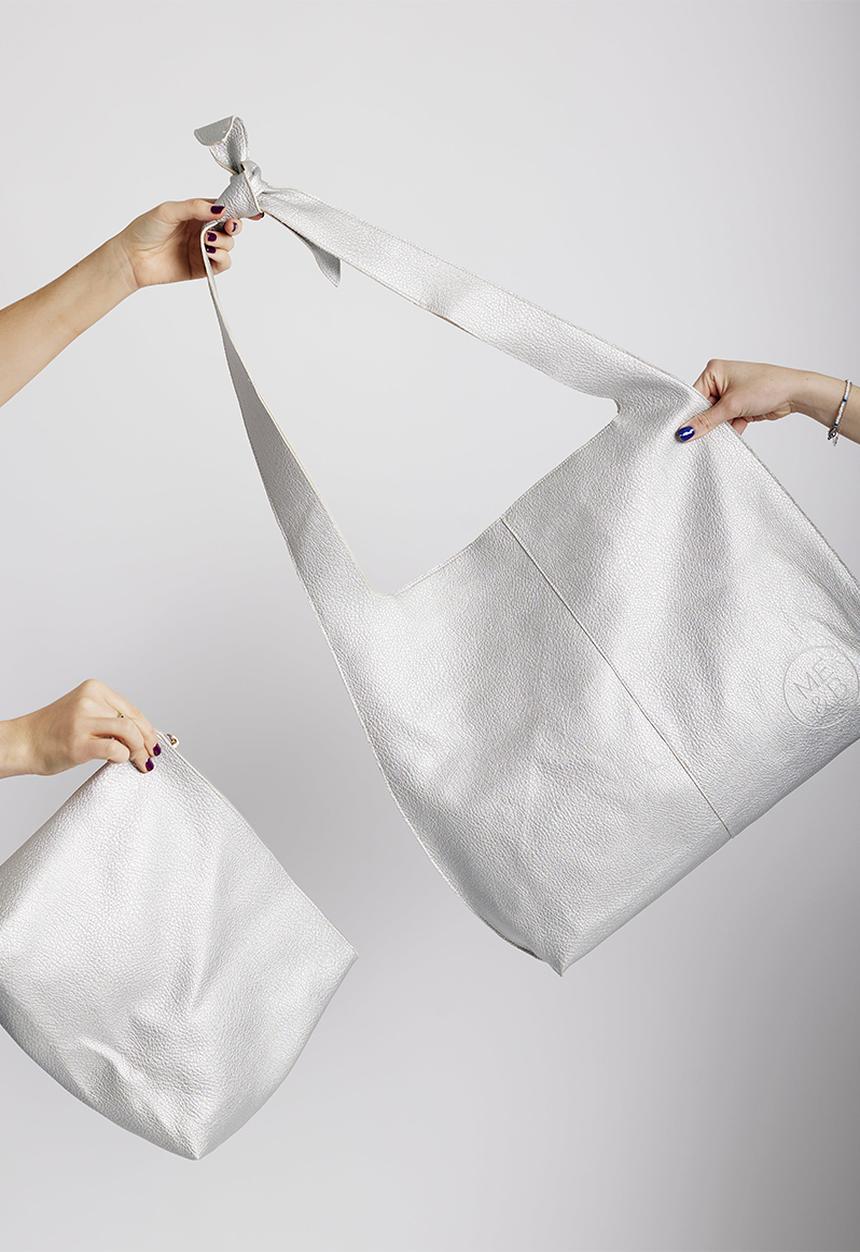 Me&B - The tie shoulder tote - silver