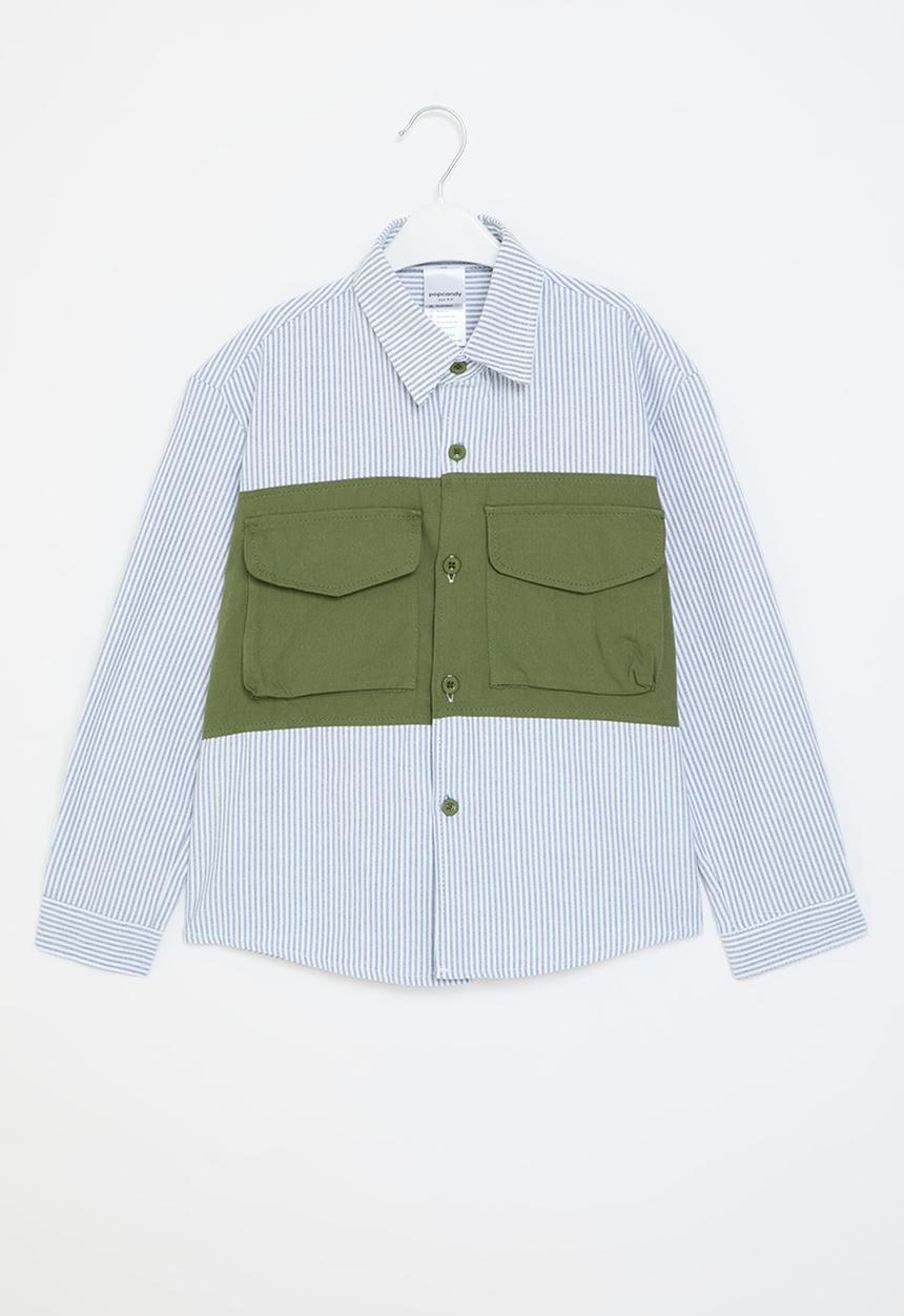 Pop Candy - Striped utility shirt - blue and green
