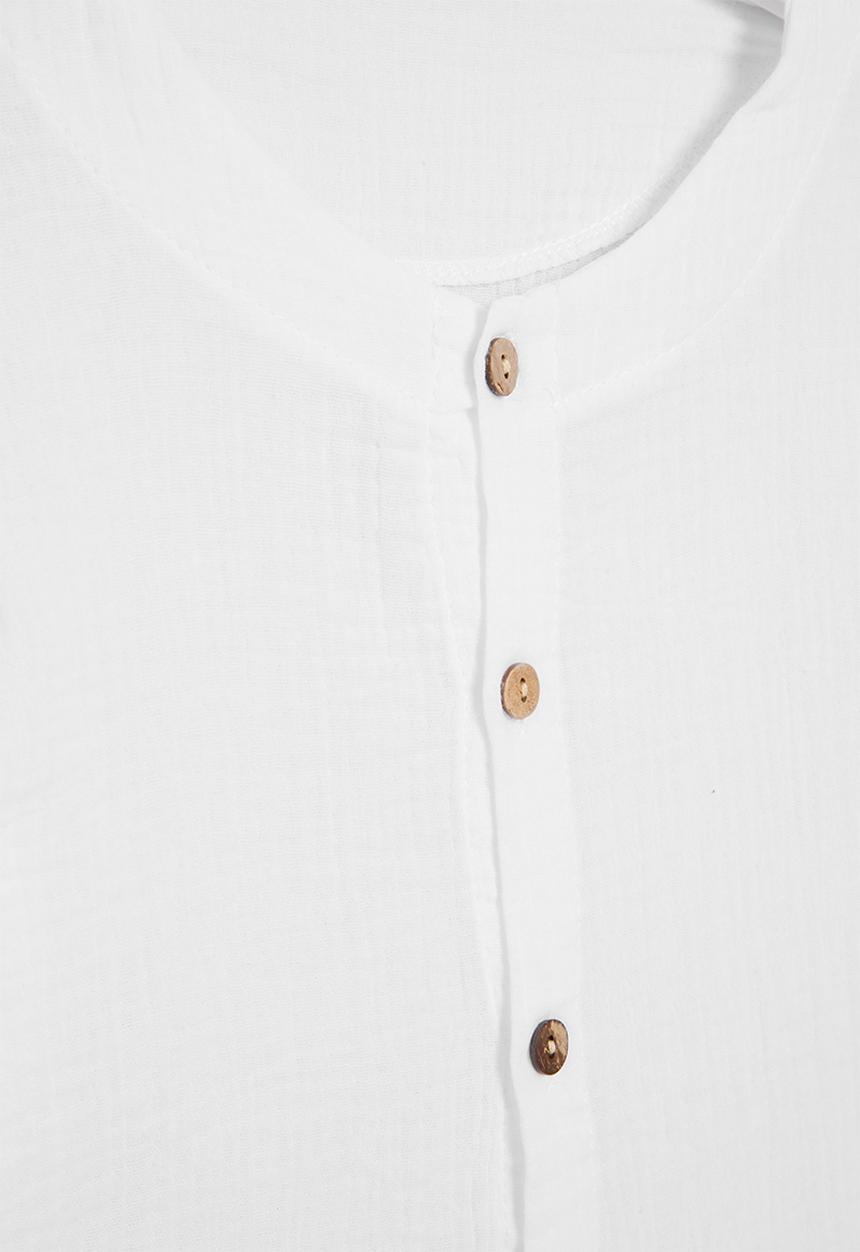 Pop Candy - Button down long sleeve top - white