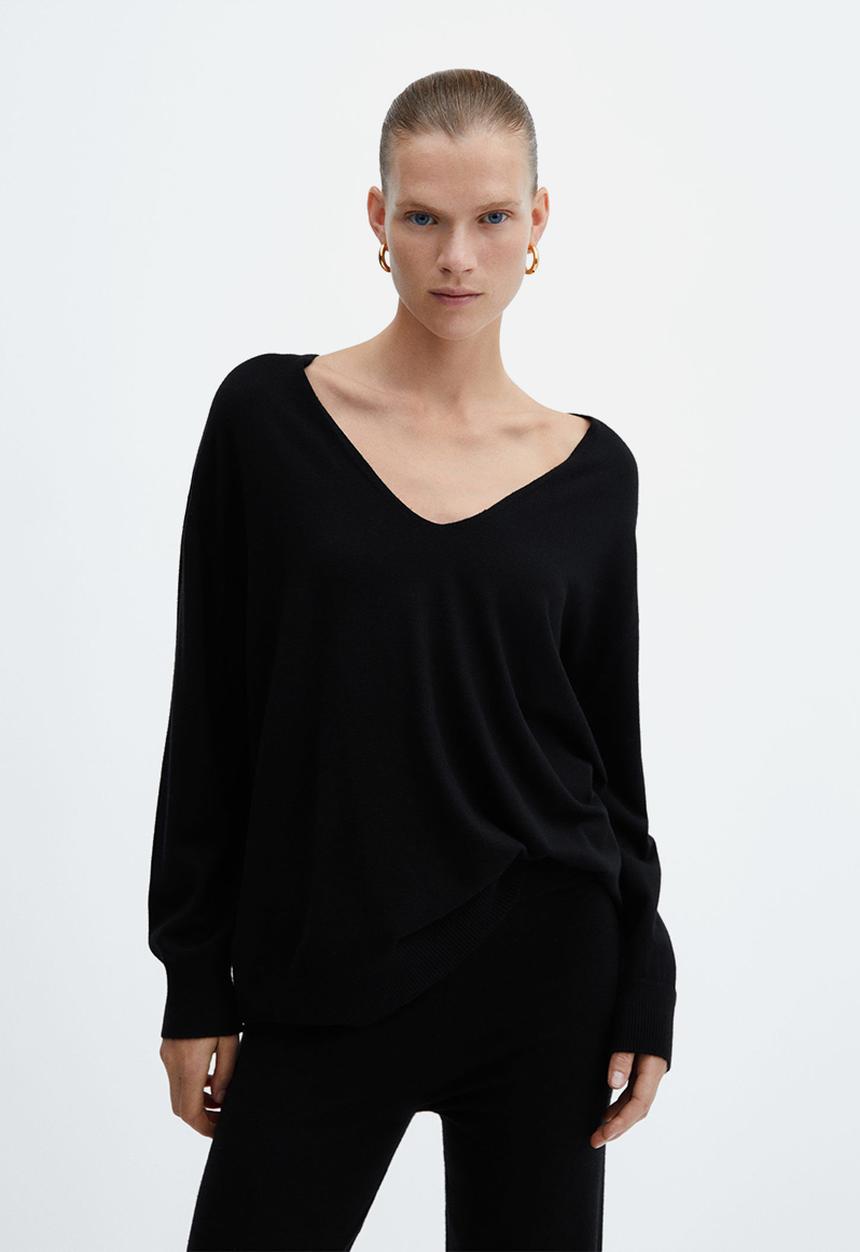 MANGO - Sweater vieira - black