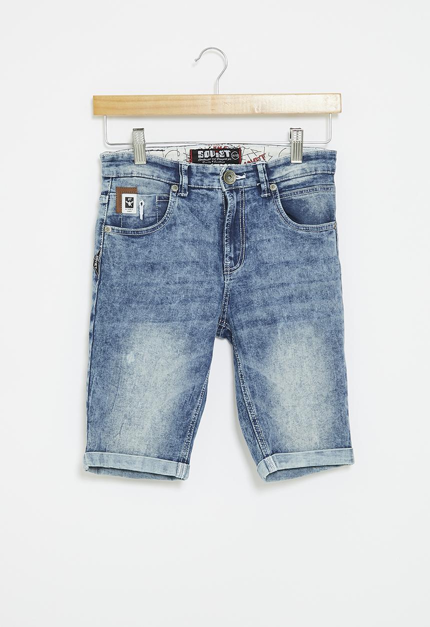 SOVIET - Boys denim short - blue marble