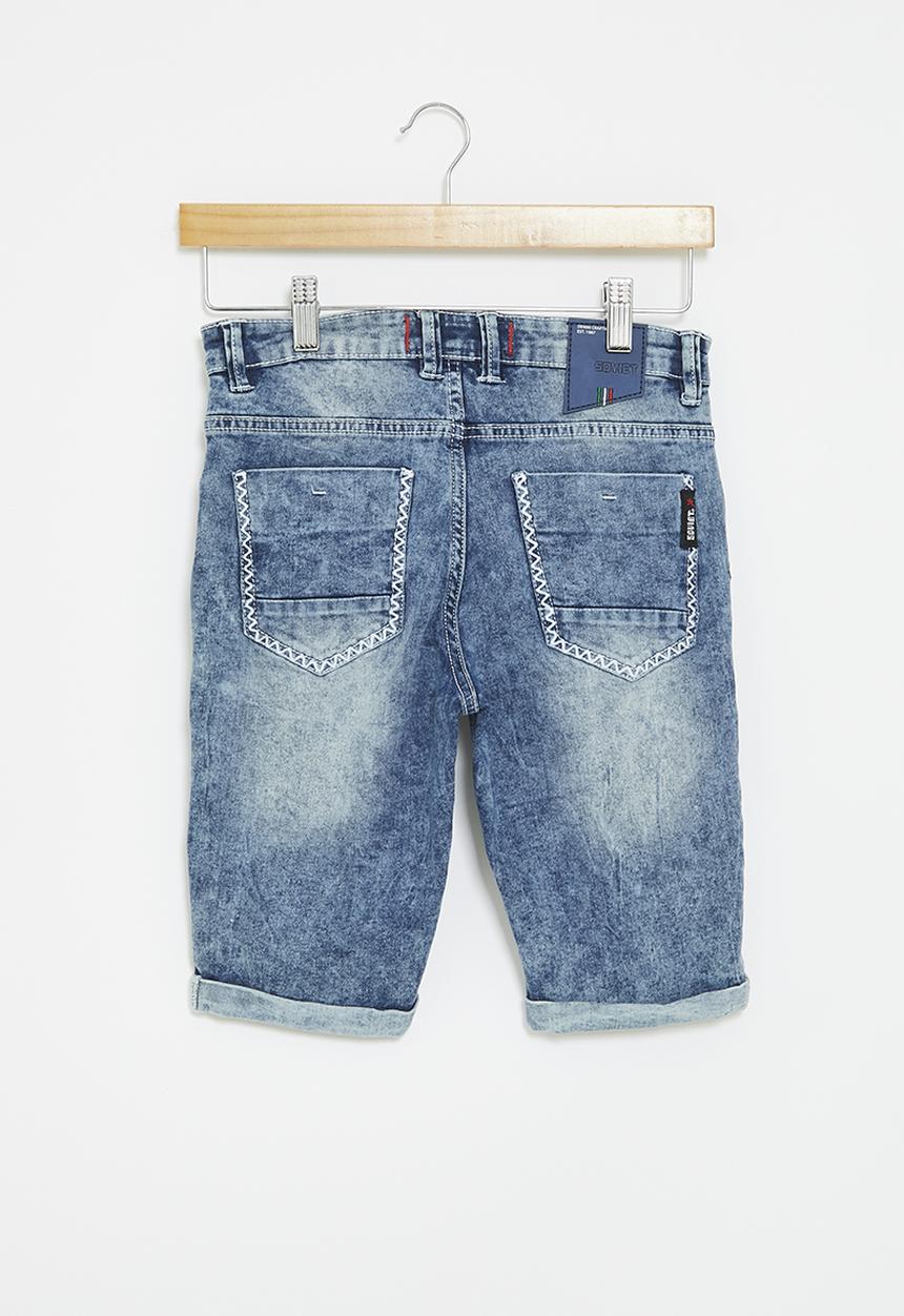 SOVIET - Boys denim short - blue marble
