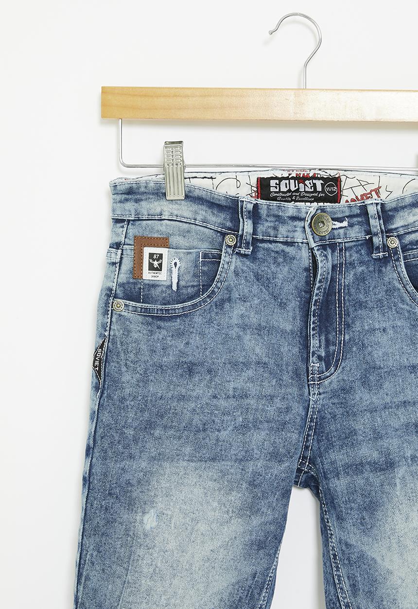 SOVIET - Boys denim short - blue marble