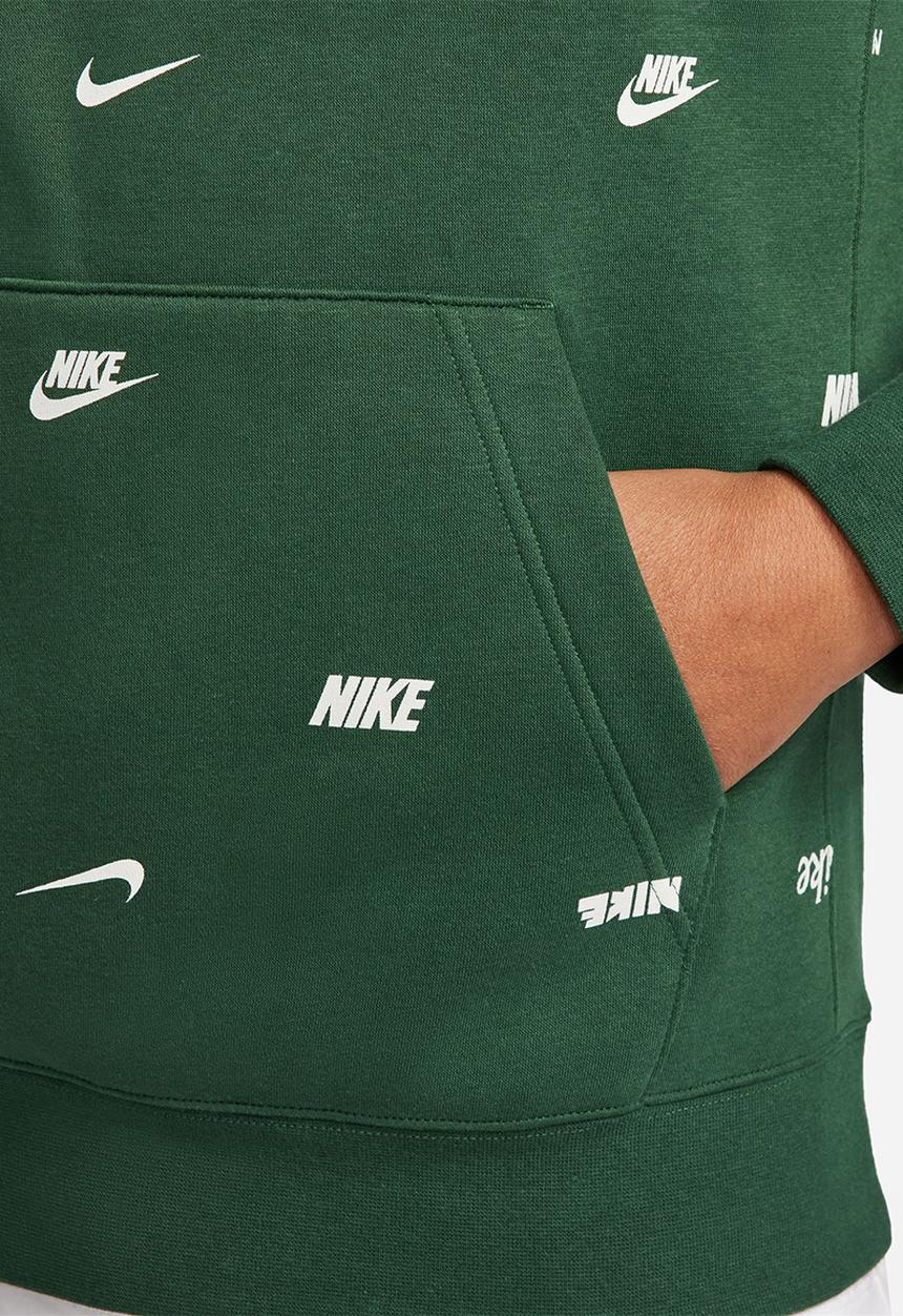 Nike - M Nike club+ aop pullover hoodie - green 