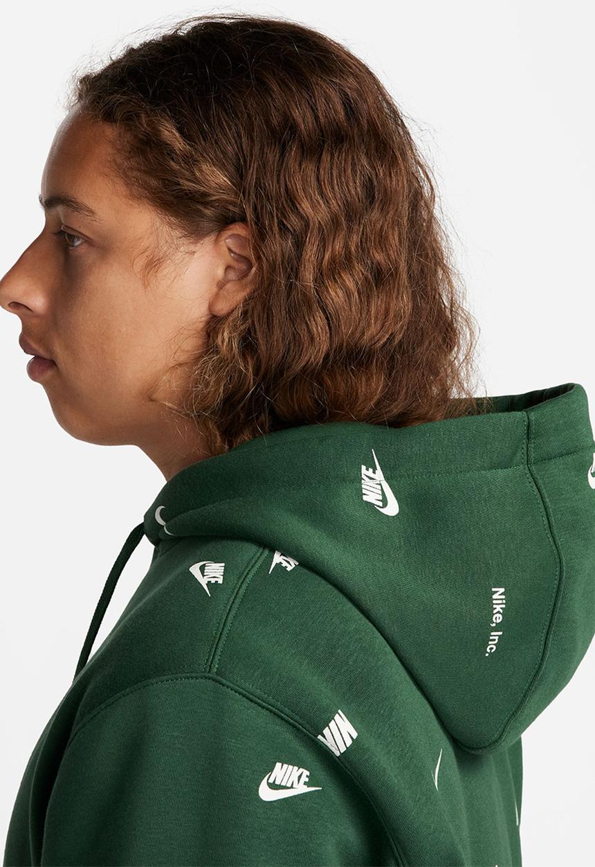 Nike - M Nike club+ aop pullover hoodie - green 
