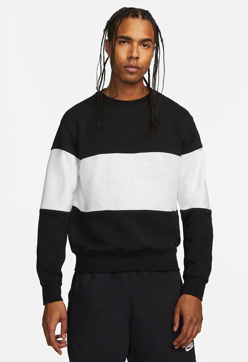Nike - Nike club+ ft color-blocked crew - black 
