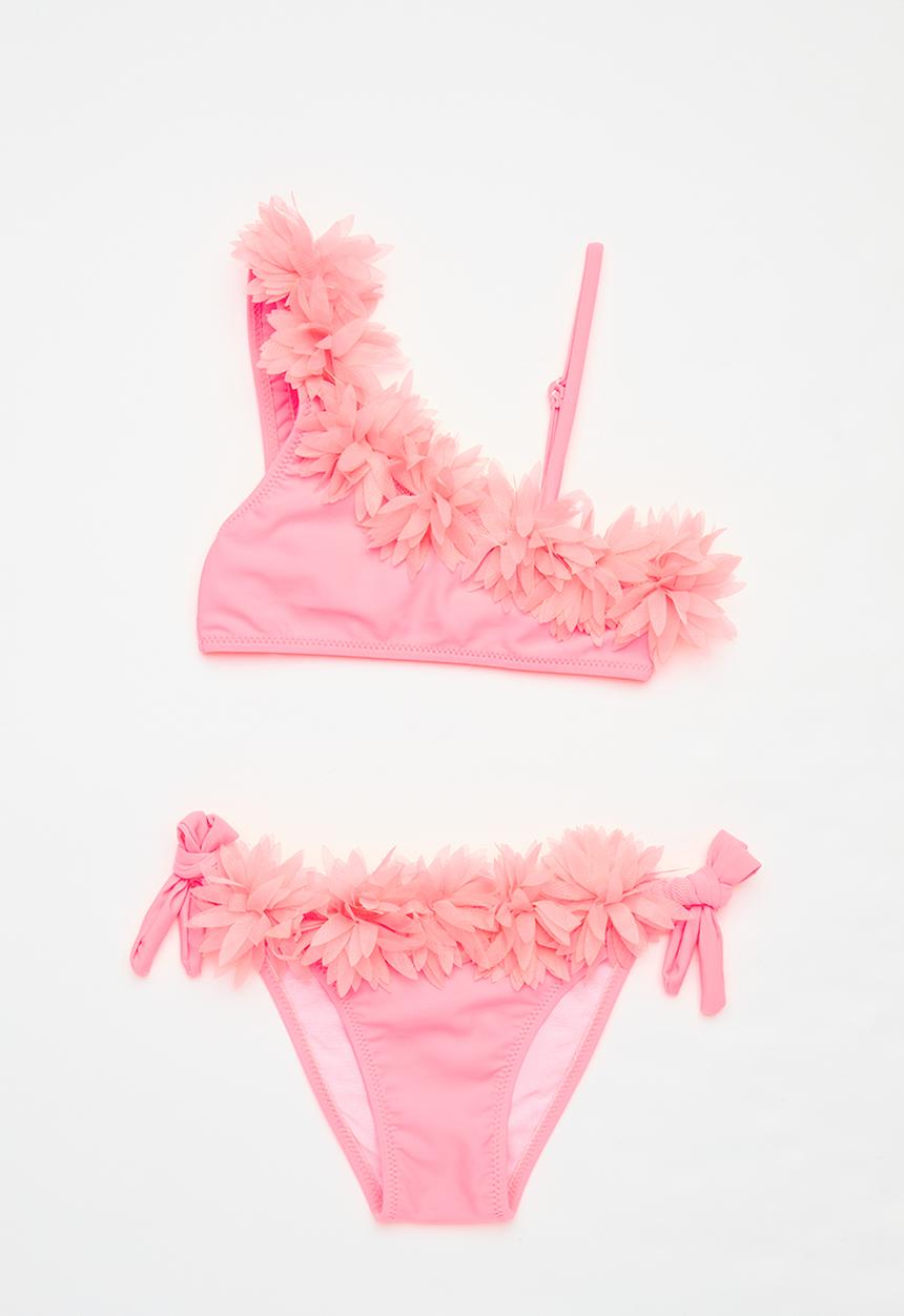 Pop Candy - 2 Piece ruffle bikini set - coral pink