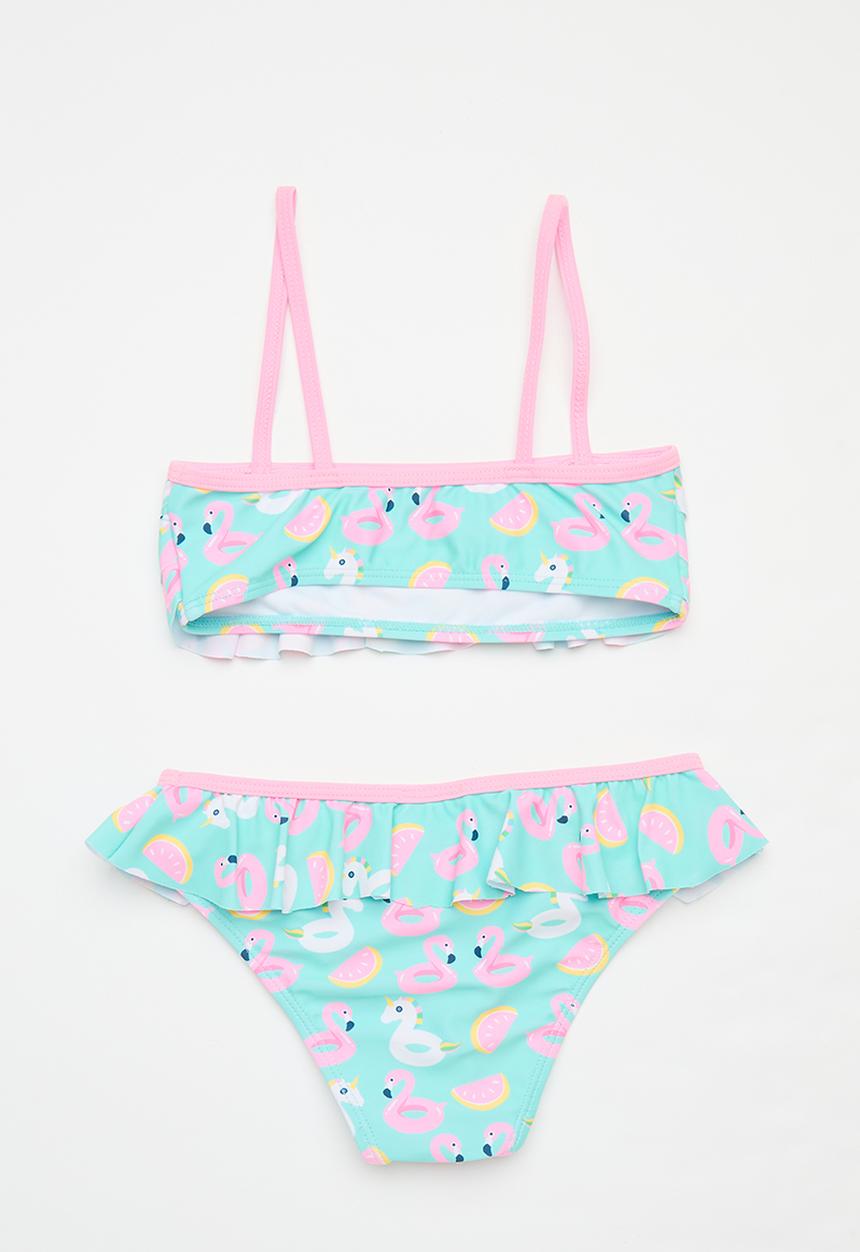 Pop Candy - 2 Piece unicorn & flamingo bikini set - blue & pink