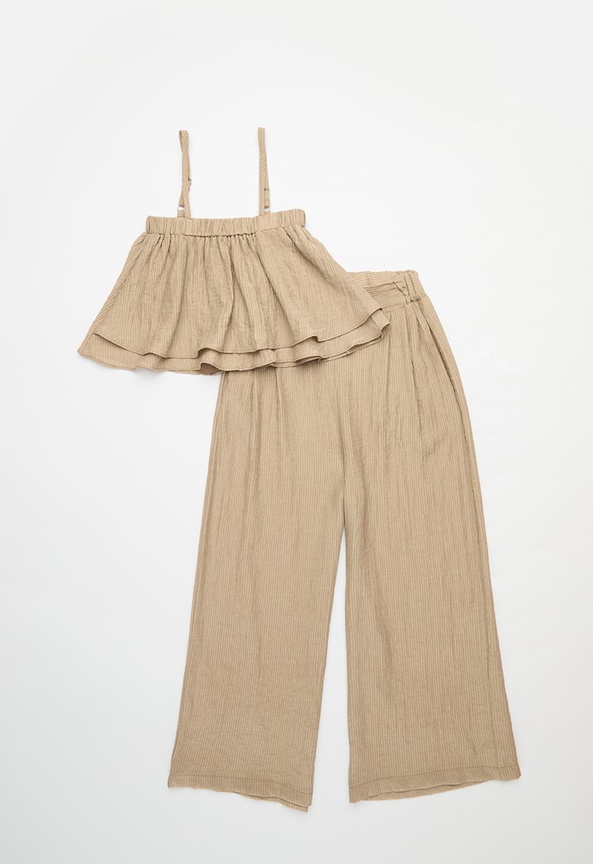 Pop Candy - Cropped cami and pants set - beige