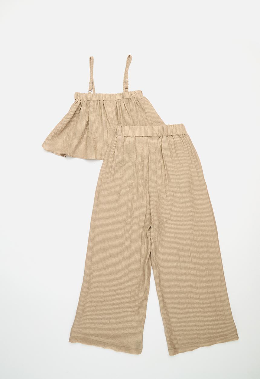 Pop Candy - Cropped cami and pants set - beige