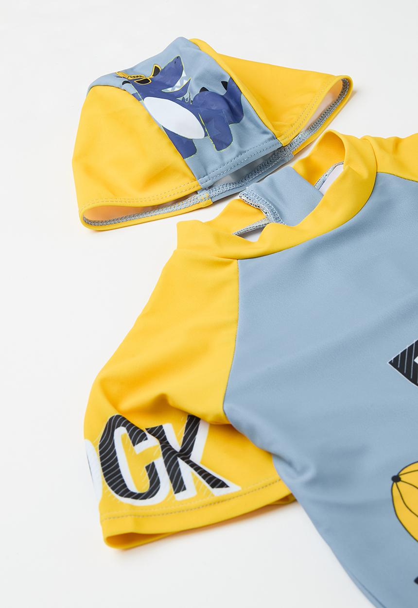 Pop Candy - One piece swimsuit and cap set - blue & yellow