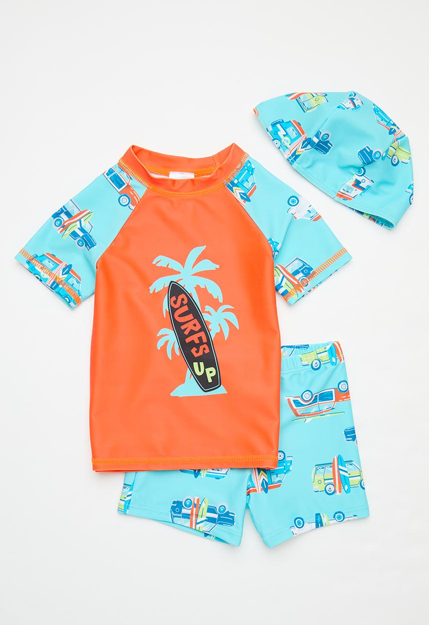 Pop Candy - 2 Piece swimsuit and cap set - blue & orange