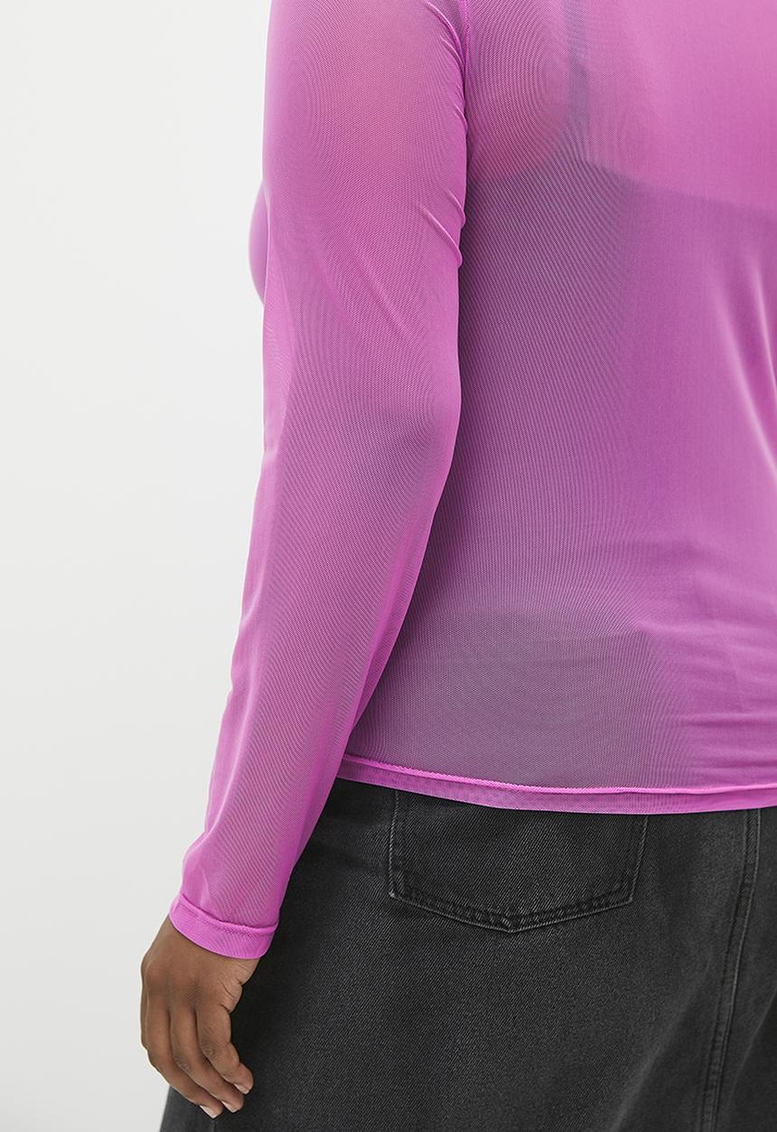 Me&B - Plus Mesh long sleeve basic - Pink