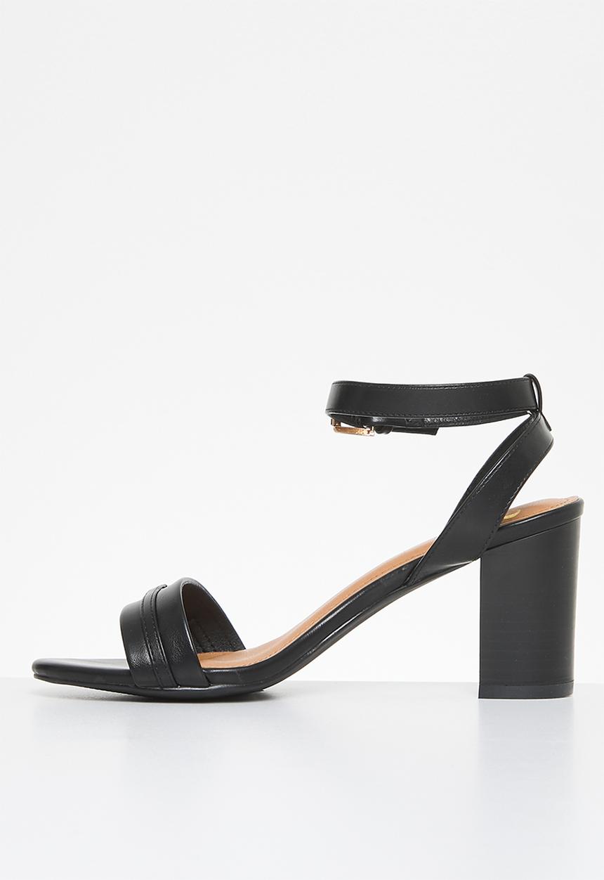 POLO - Trim Strap Slim Stack Block Heel Sandal - Black