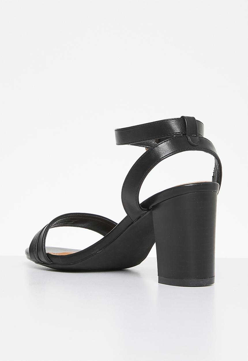 POLO - Trim Strap Slim Stack Block Heel Sandal - Black