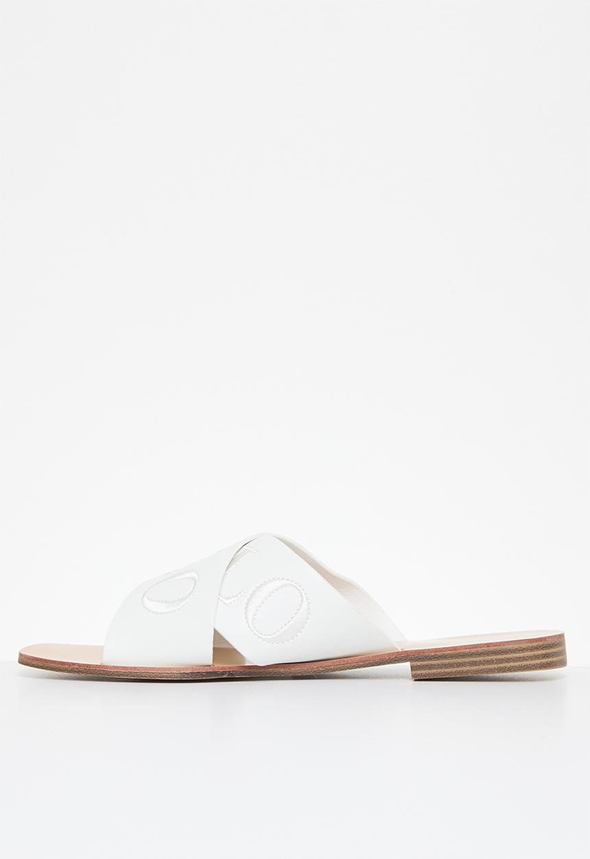 POLO - Cross Strap Embroidered Mule - White