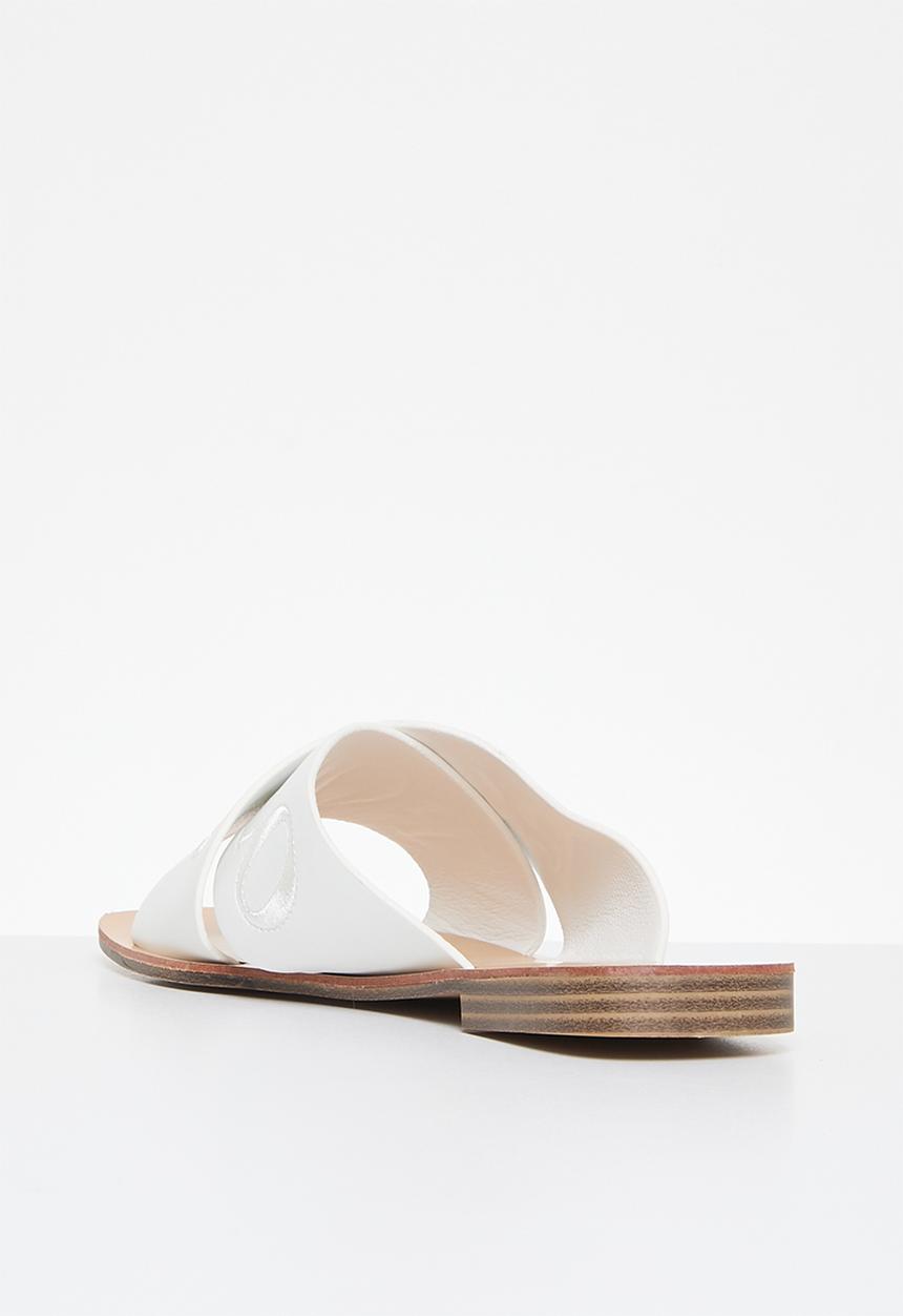 POLO - Cross Strap Embroidered Mule - White