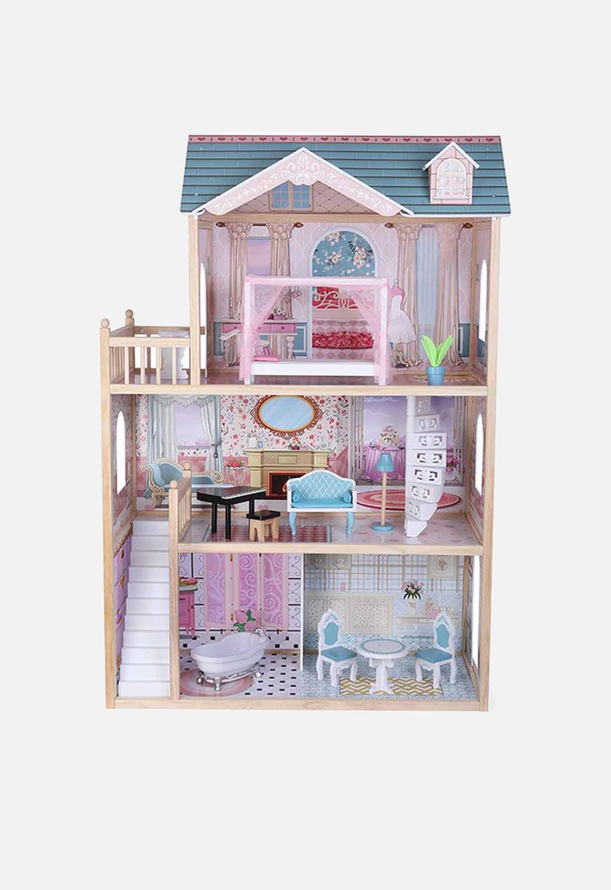 Greenbean Learning - Charlotte doll house & 11 accessories - pink
