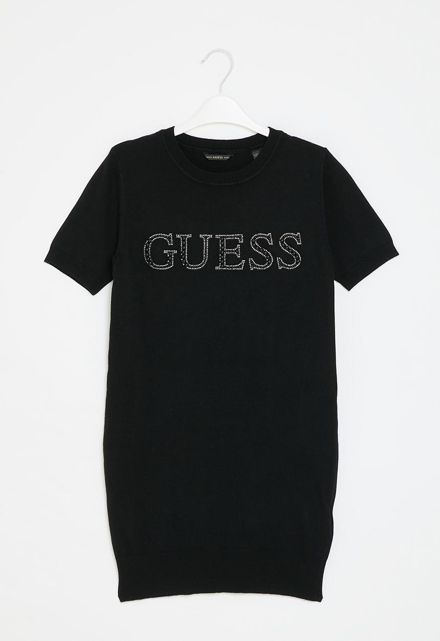 GUESS - Short sleeve sweater dress - jet black a996