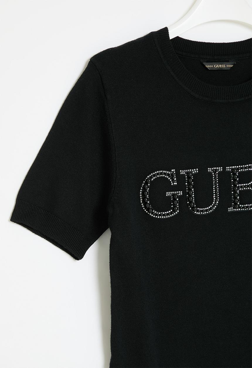 GUESS - Short sleeve sweater dress - jet black a996