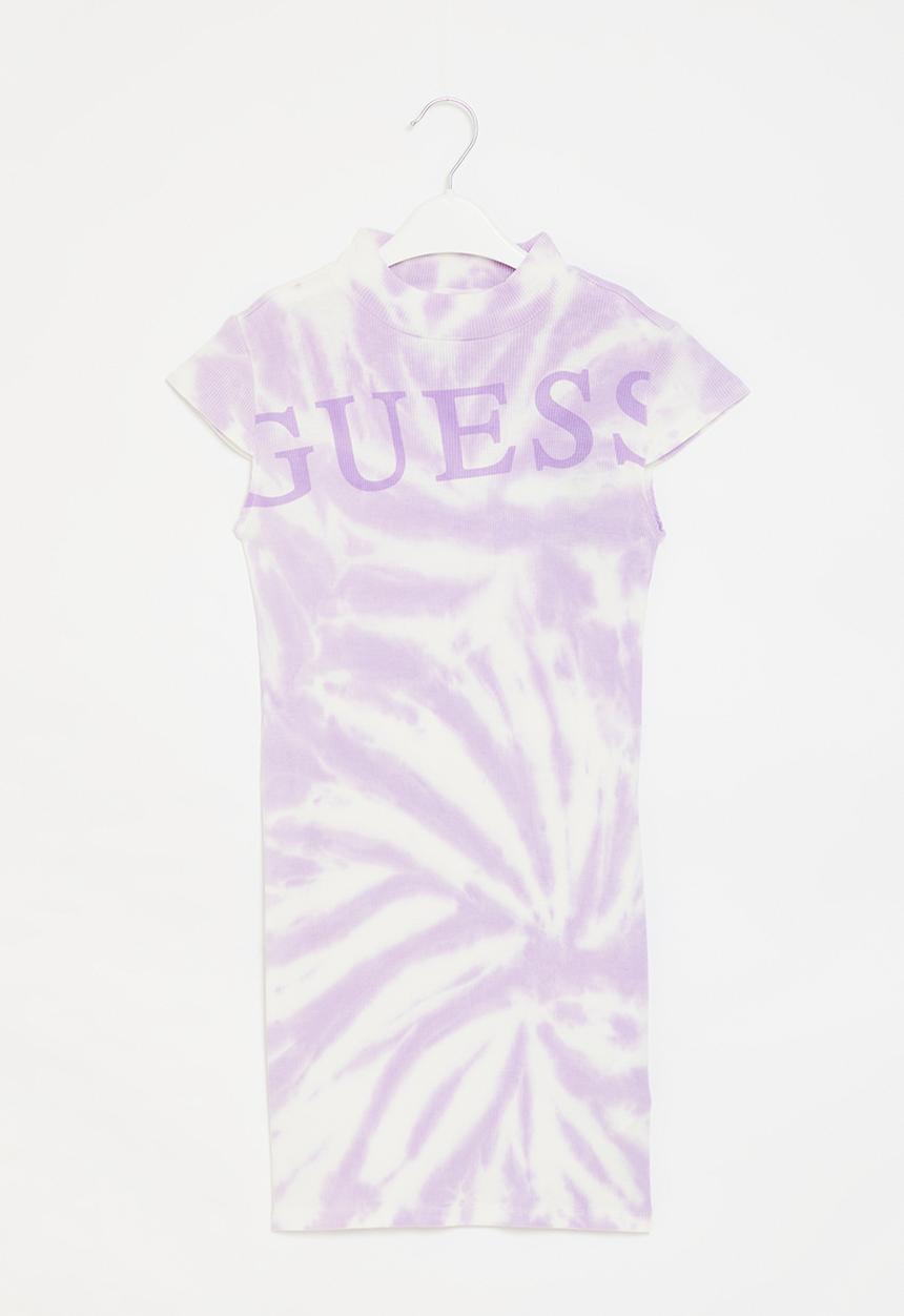 GUESS - Tie-dye rib short sleeve dress - thunderstorm tie-dye lilac
