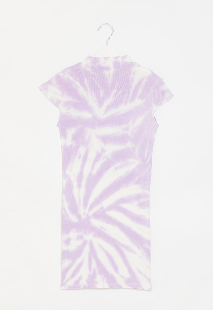 GUESS - Tie-dye rib short sleeve dress - thunderstorm tie-dye lilac