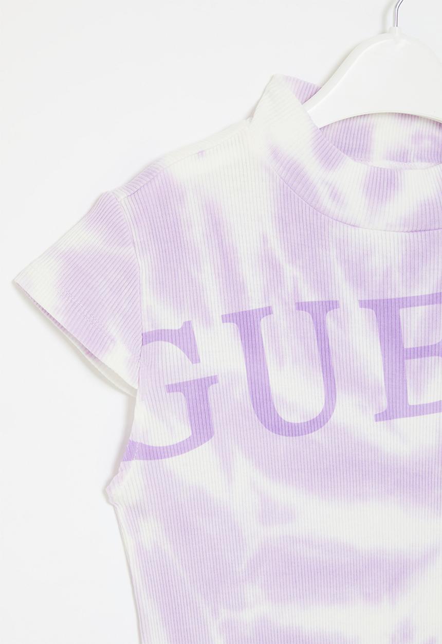 GUESS - Tie-dye rib short sleeve dress - thunderstorm tie-dye lilac